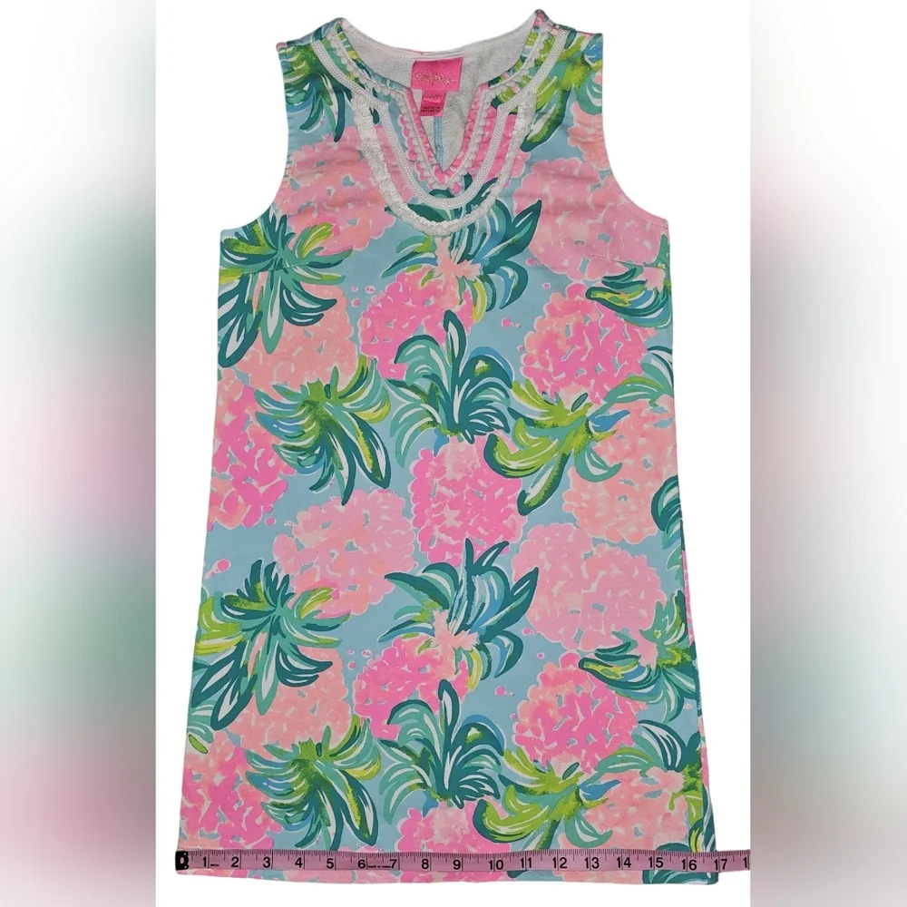 Lilly Pulitzer Girls Mini Harper Dress Blue Ibiza Pineapple Print Sz L 8-10 - Picture 9 of 13